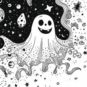 Cute Ghost Line Art